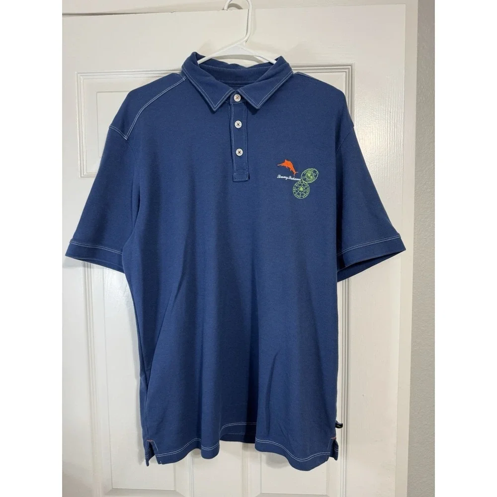 Tommy Bahama Polo Shirt Men's Palm Desert Logo Blue Size‎ Large